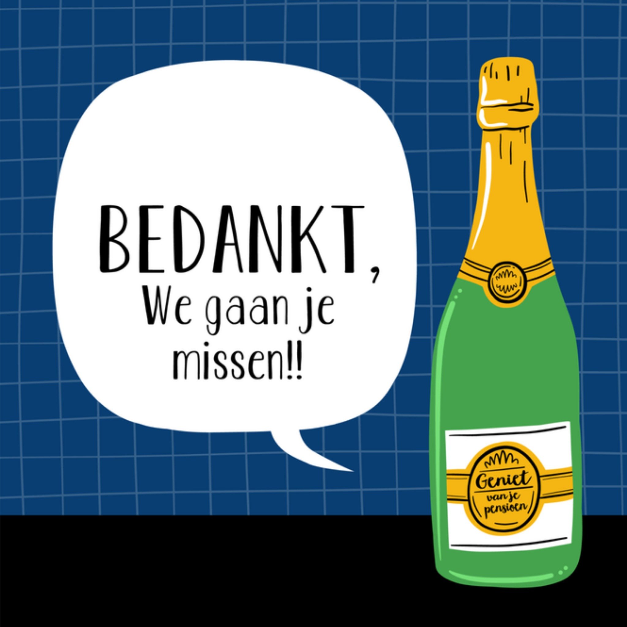 Greetz Pensioen kaart Fles Vierkant