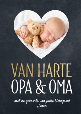 Hart Foto Upload Opa En Oma Geboorte Van Kleinzoon Kaart