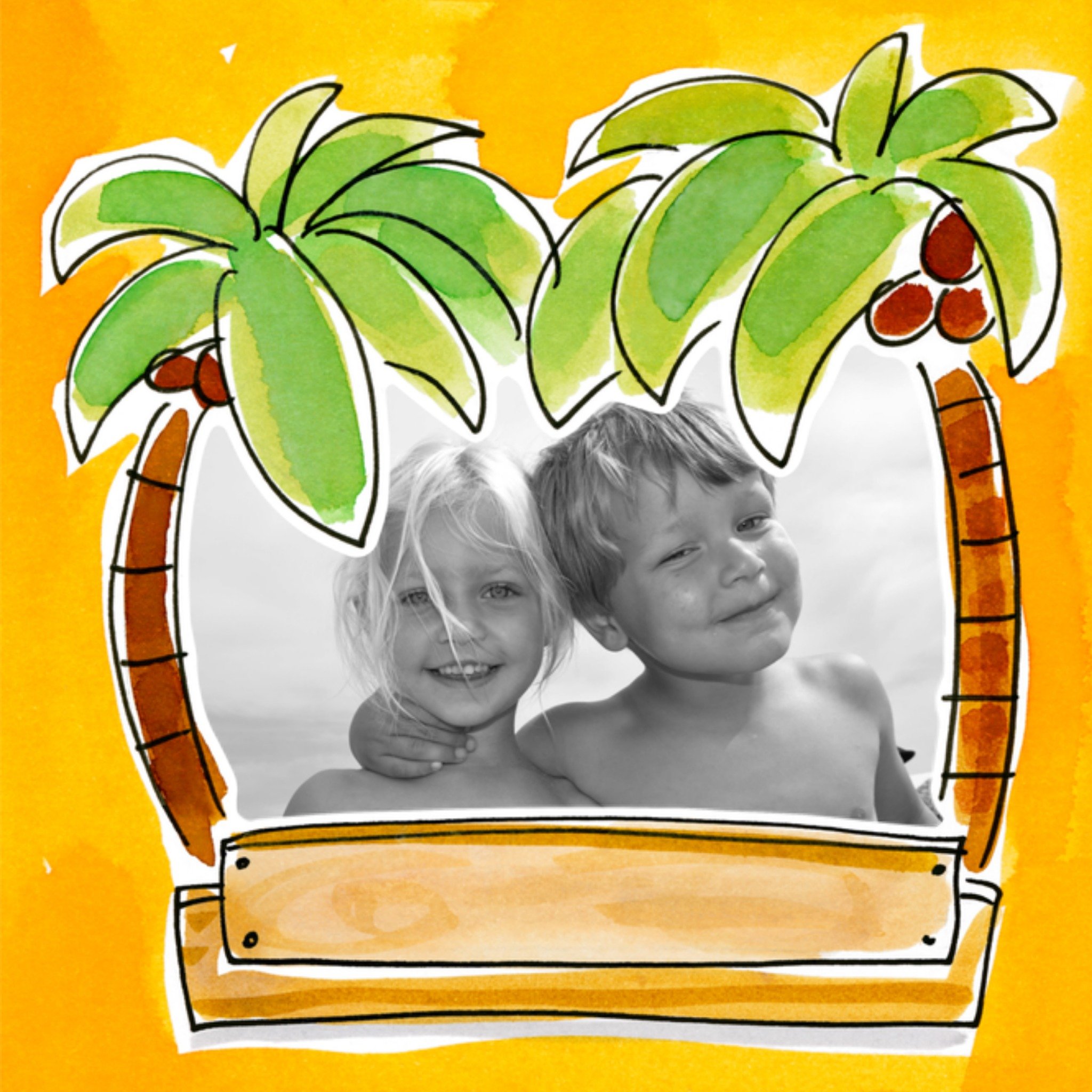 Vakantiekaart palmbomen foto Vierkante Kaart Blond Amsterdam