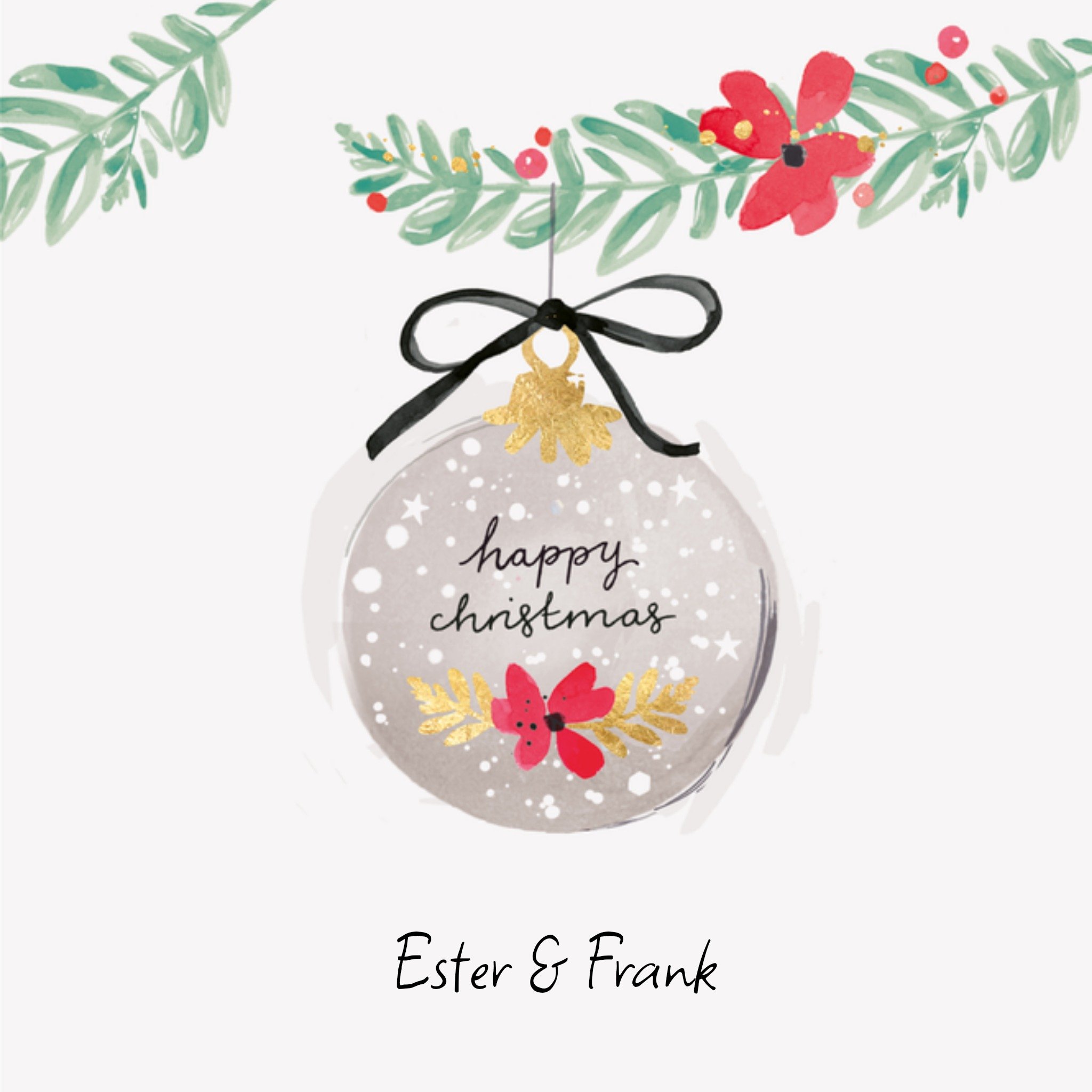 HotchPotch Kerstkaart met naam Kerstbal Hotchpotch