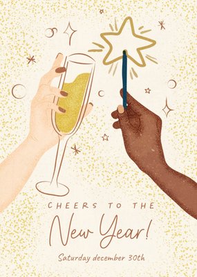 Proost Op Het Nieuwe Jaar Geïllustreerd Champagneglas Kaart