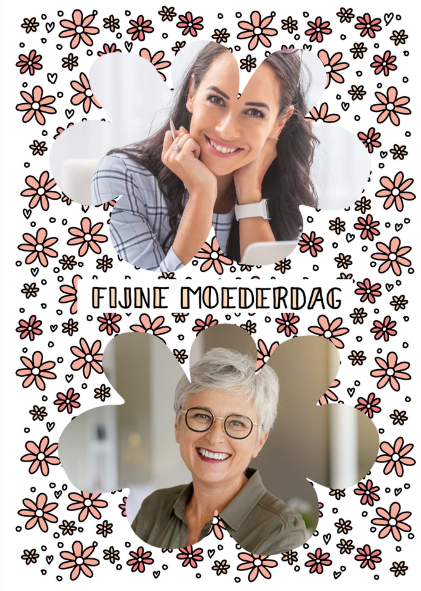 Moederdagkaart Fijne moederdag met 2 fotos Kaart YH Tekent