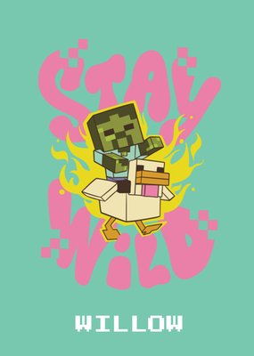 Minecraft Stay Wild Zombie Op Kip Kaart