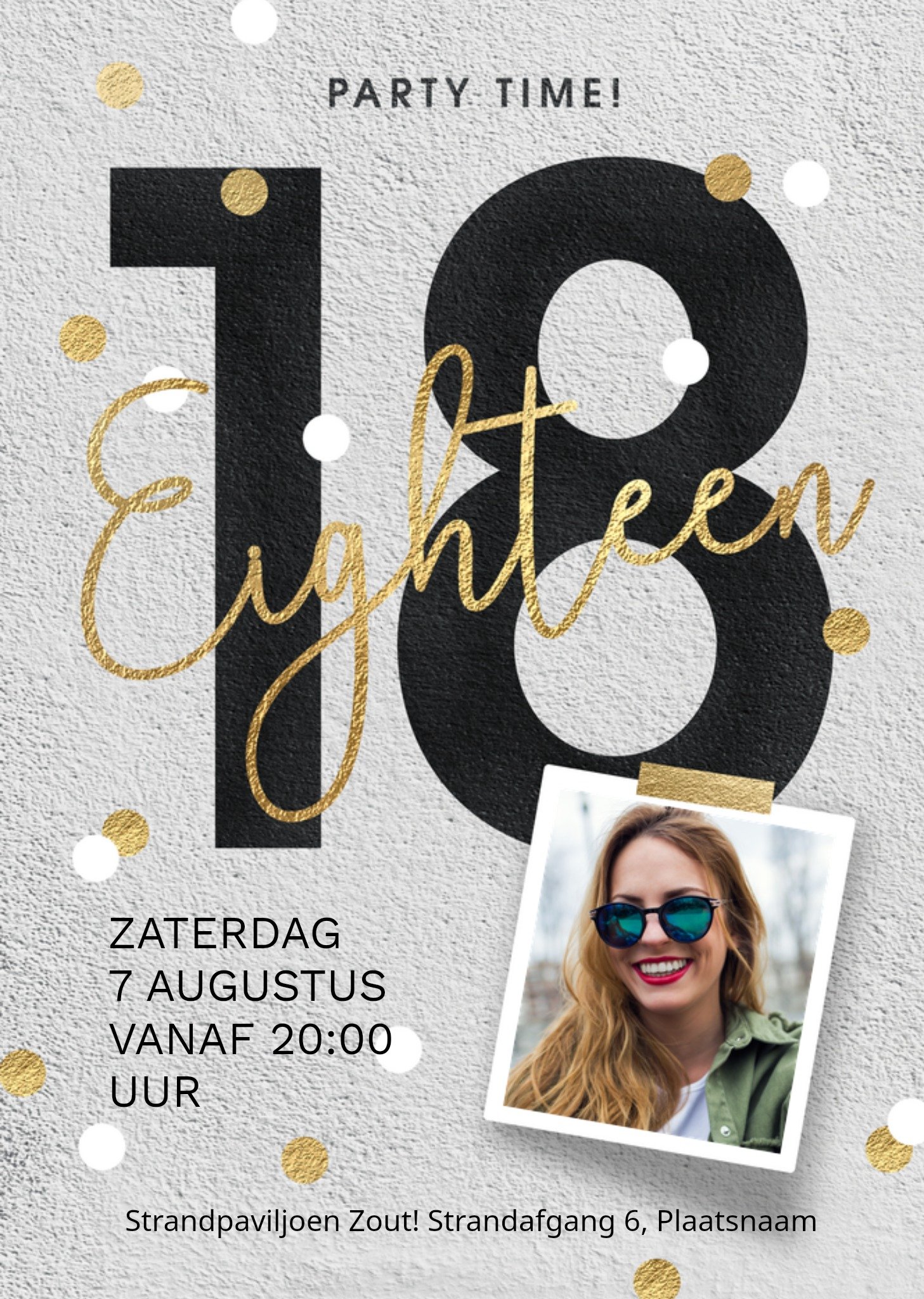 Uitnodiging Verjaardagsfeest 18 jaar Kaart Luckz