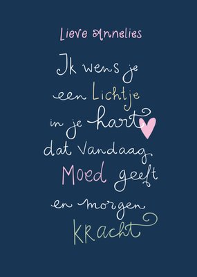 Ik Wens Je Een Lichtje In Je Hart Handlettering Sterkte Kaart