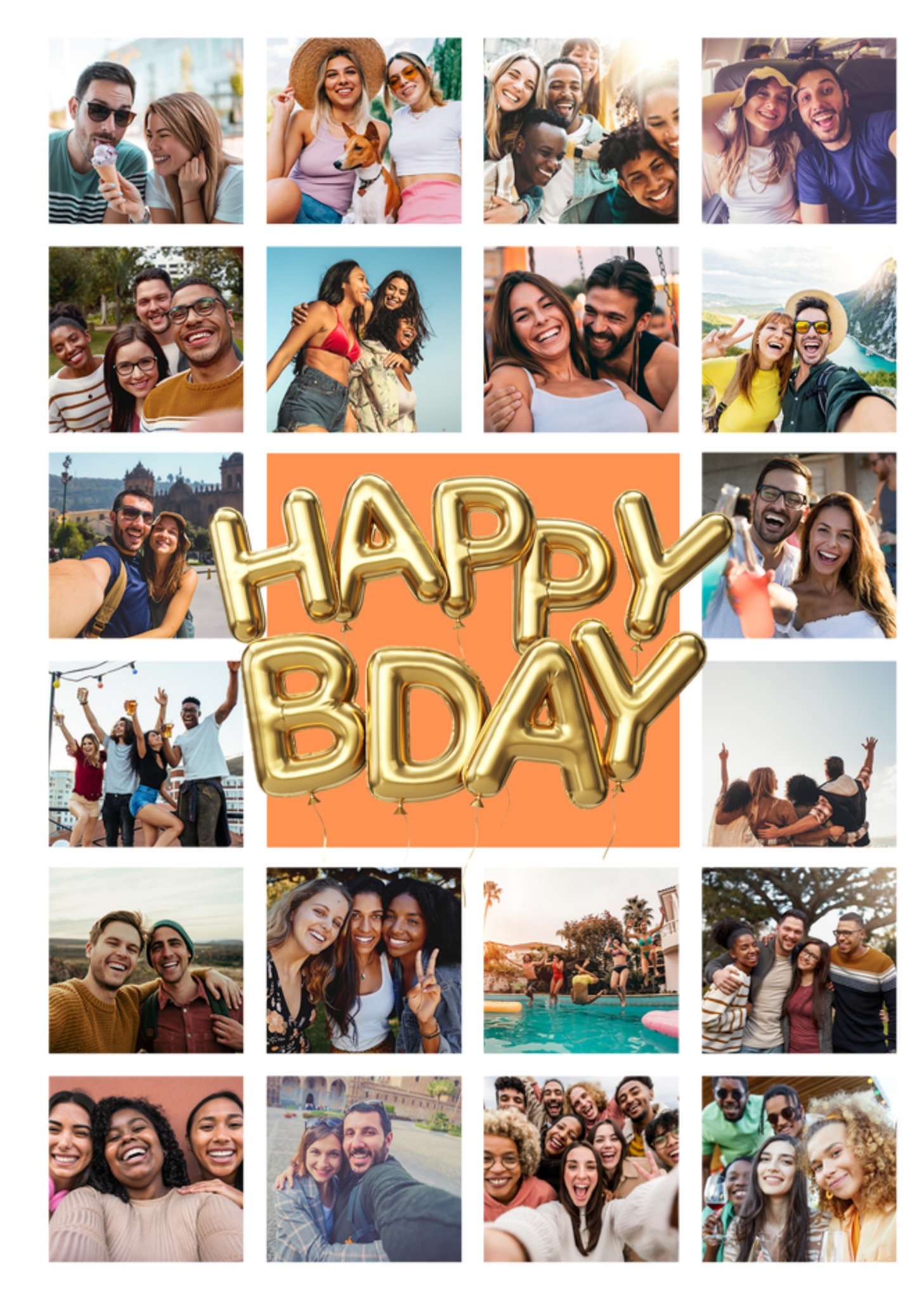 Verjaardagskaart Happy Bday Ballonnen Aanpasbare fotos Kaart Greetz