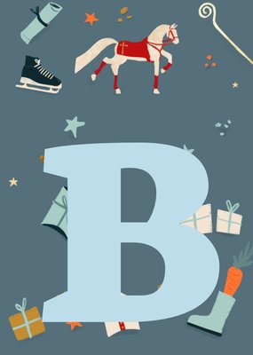 Geïllustreerd Sinterklaas Met Letter B Kaart