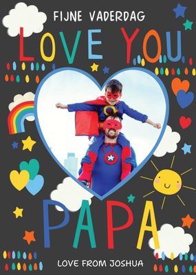 Love You Papa Kleurrijke Illustratie Foto Upload Vaderdag Kaart