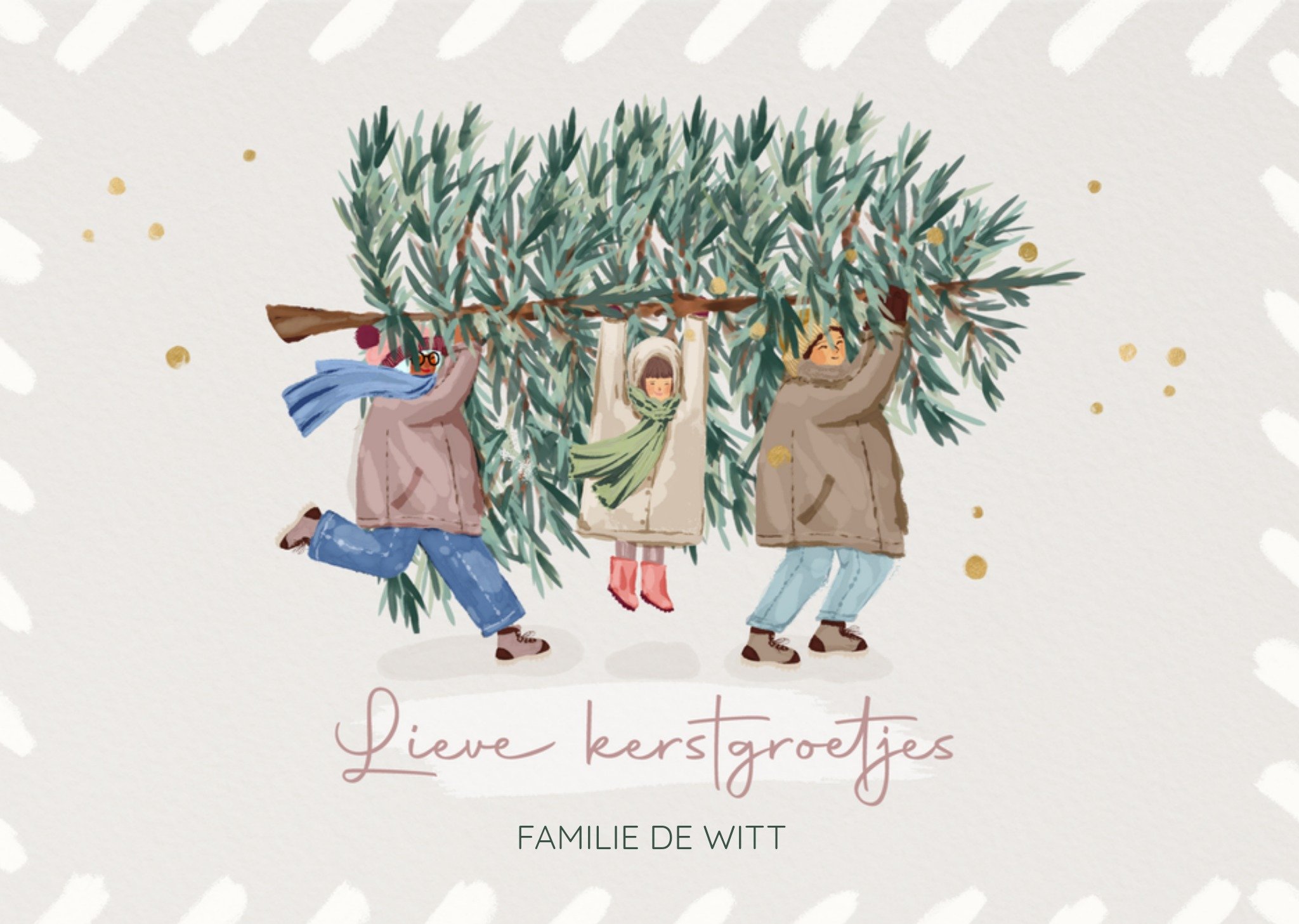 Greetz Kerstkaart Familie Kerstboom Standard Card