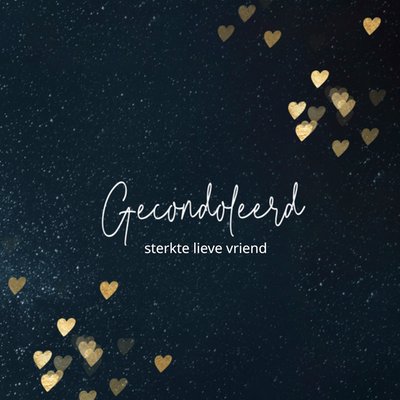 Gouden Hartjes Gecondoleerd Vriend Kaart