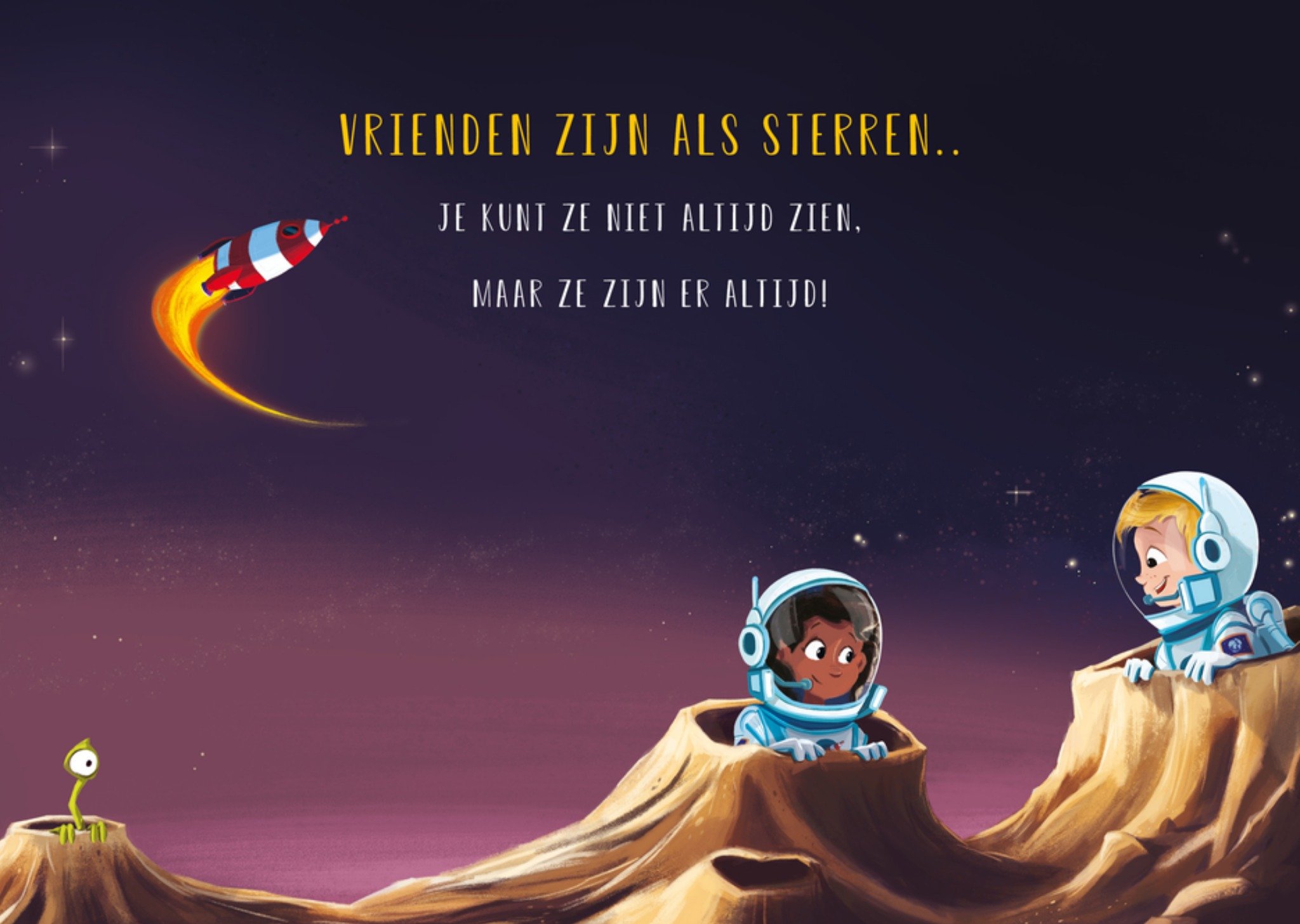 De Kleine Astronauten Vriendschapskaart Ruimte Kaart André Kuipers en de Kleine Astronauten