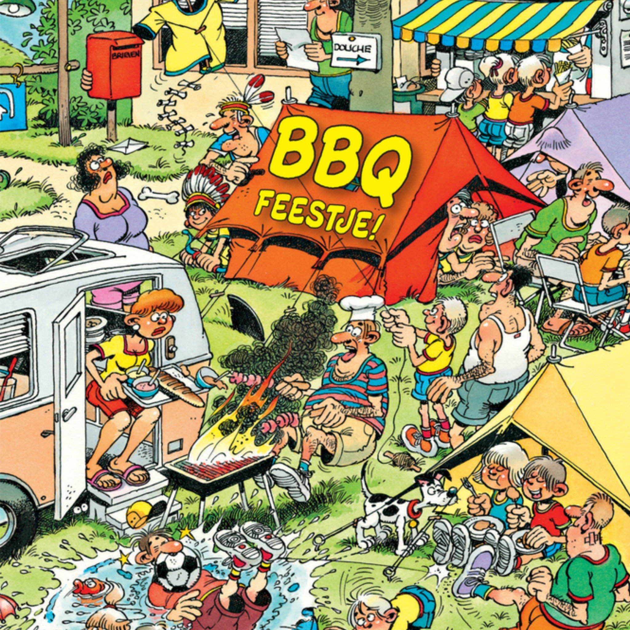 BBQ feestje Vierkante Kaart Jan van Haasteren