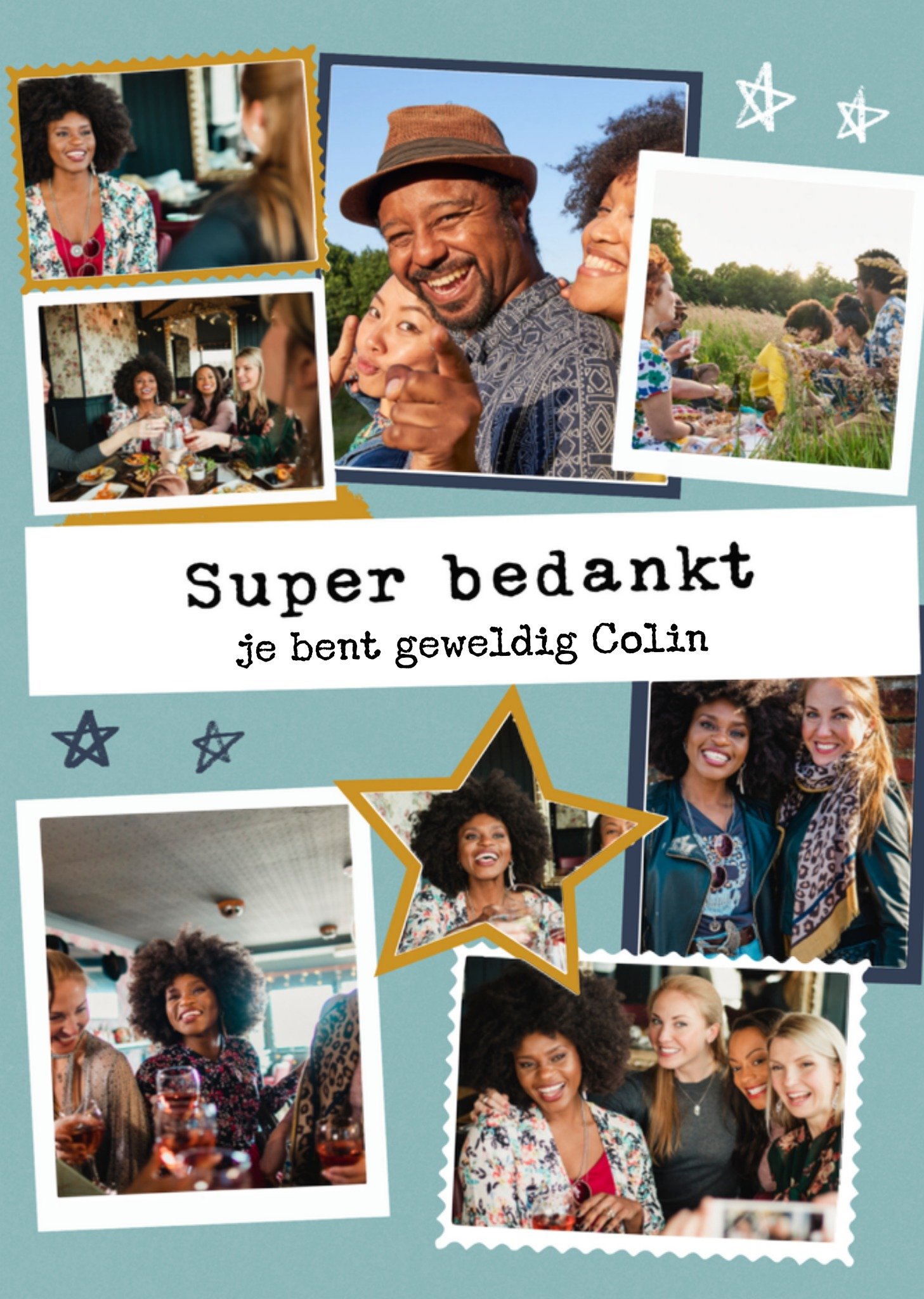 Bedankkaart foto met naam Kaart Greetz