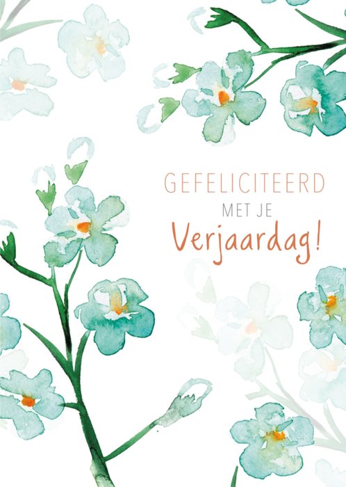 Michelle Dujardin | Verjaardagskaart | Blauwe bloemen