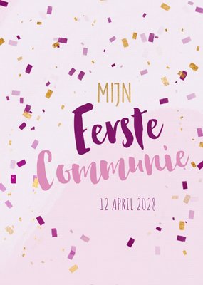 Confetti Typografisch Eerste Communie Kaart