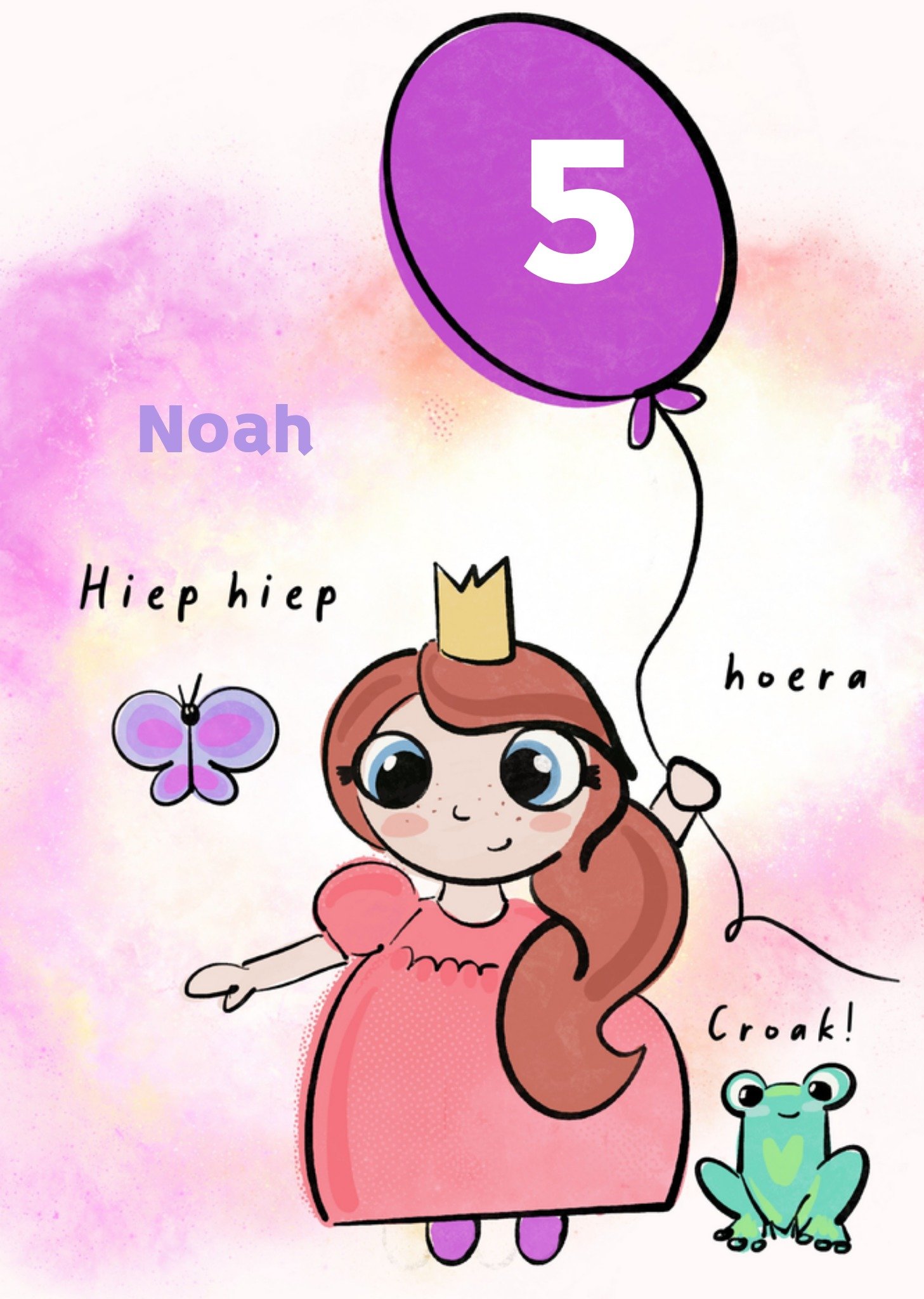 Verjaardagskaart Meisje Tekenfiguur Greetz