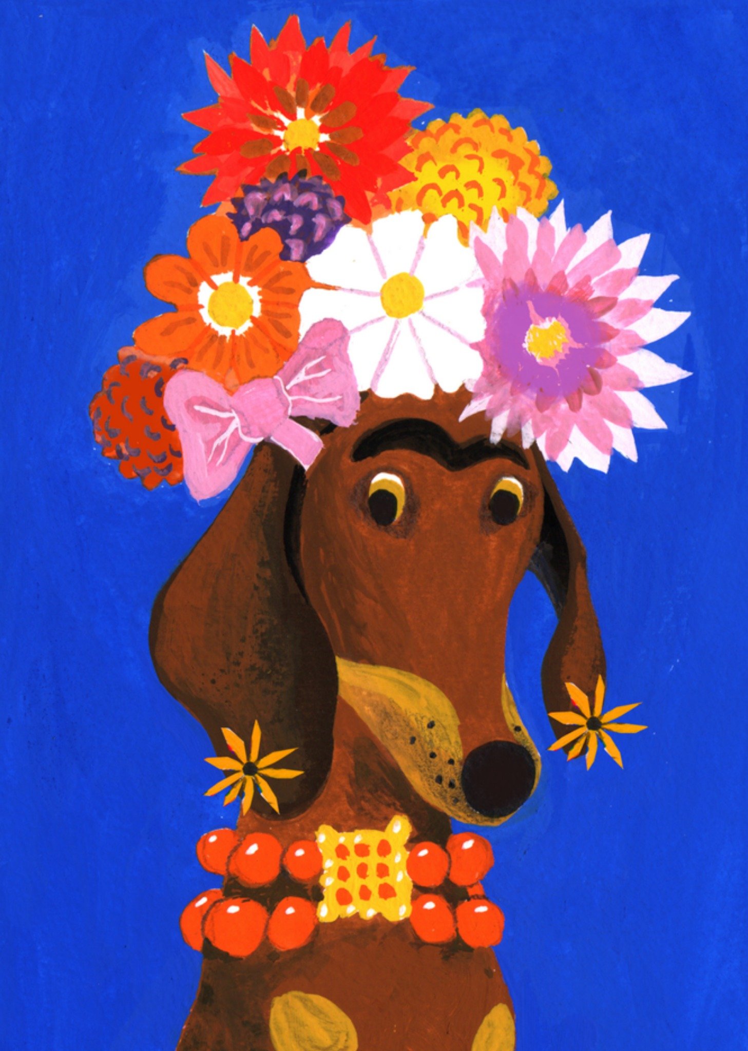 Zomaarkaart Frida Kahlo teckel Kaart Noëlle Smit