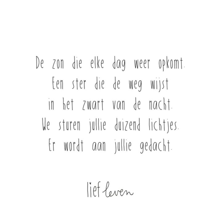 Lief Leven | Denken aan kaart | quote