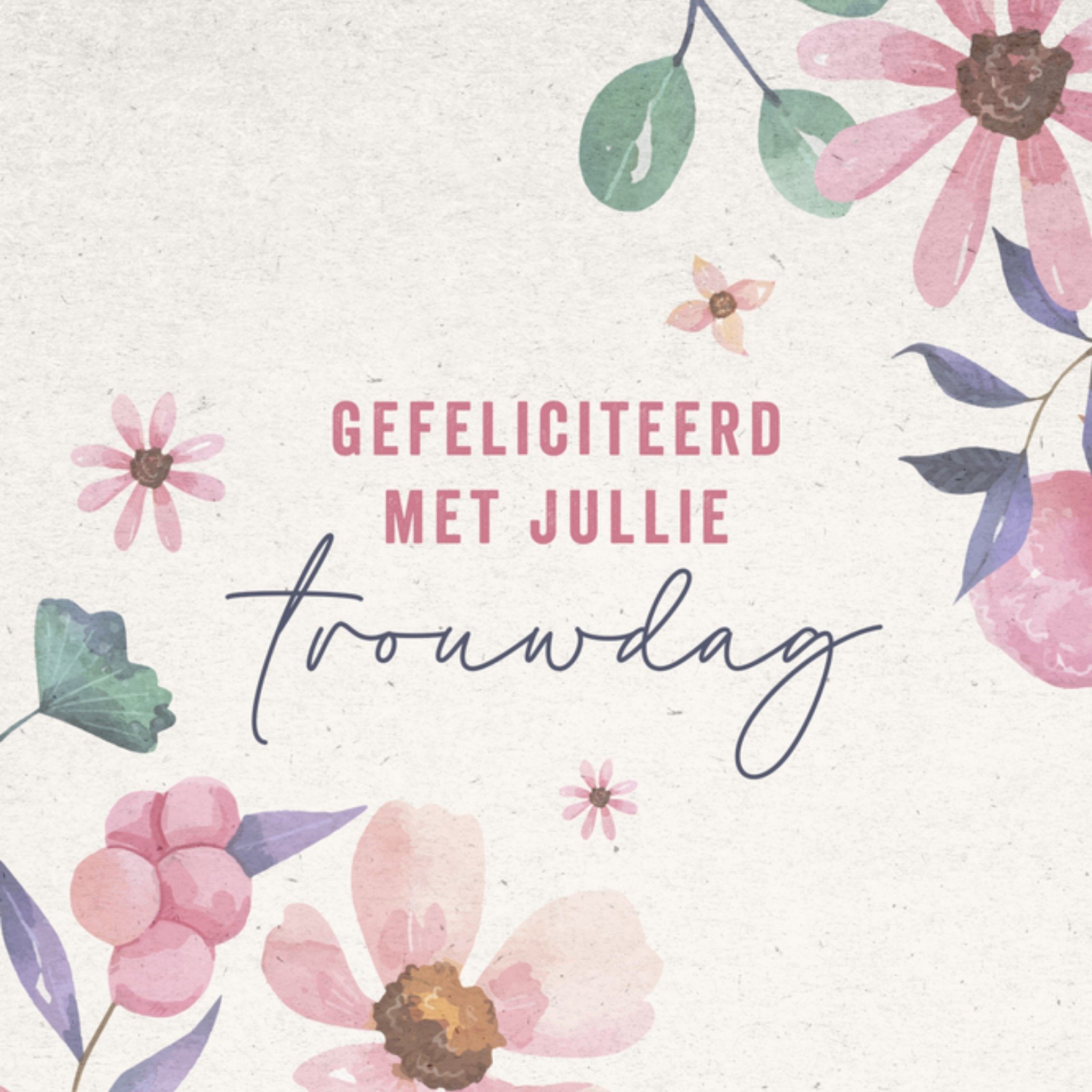 Huwelijkskaart Gefeliciteerd met jullie trouwdag Vierkante Kaart Papercute