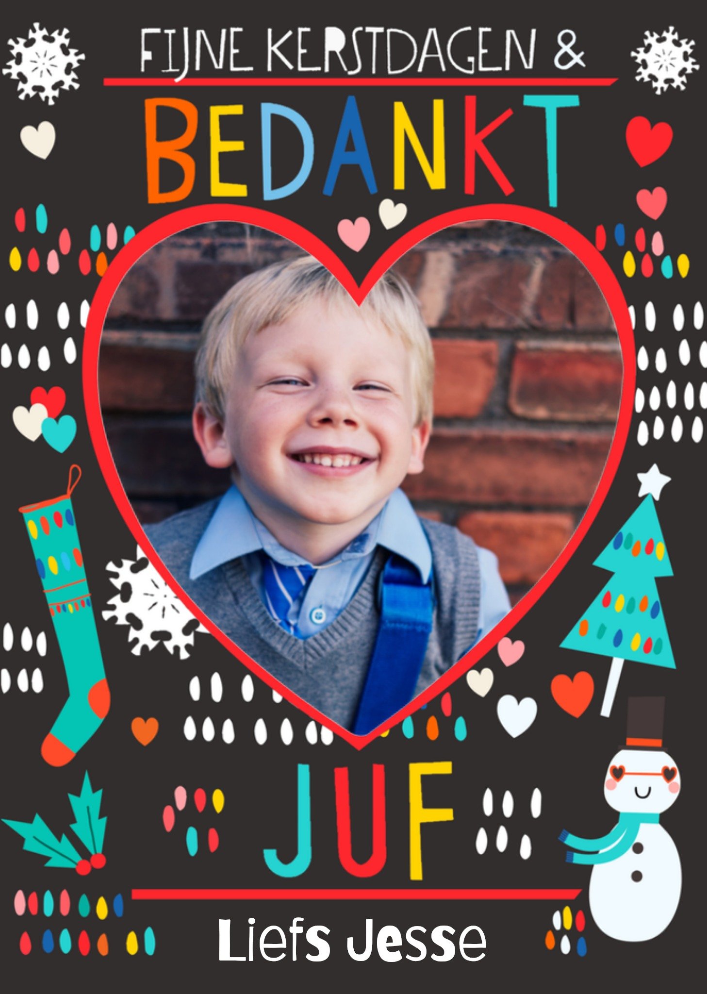 Greetz Kerstkaart Vrolijk Juf Standard Card