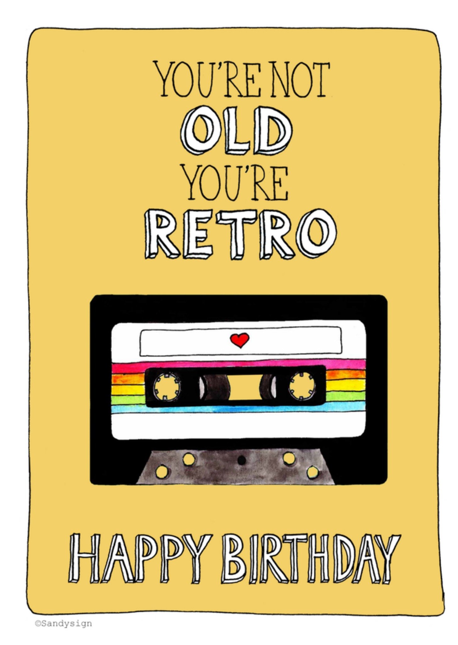 Verjaardagskaart cassettebandje Kaart Sandysign