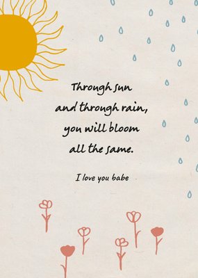 Door Zon En Door Regen Geïllustreerde Bloemen Liefde Kaart