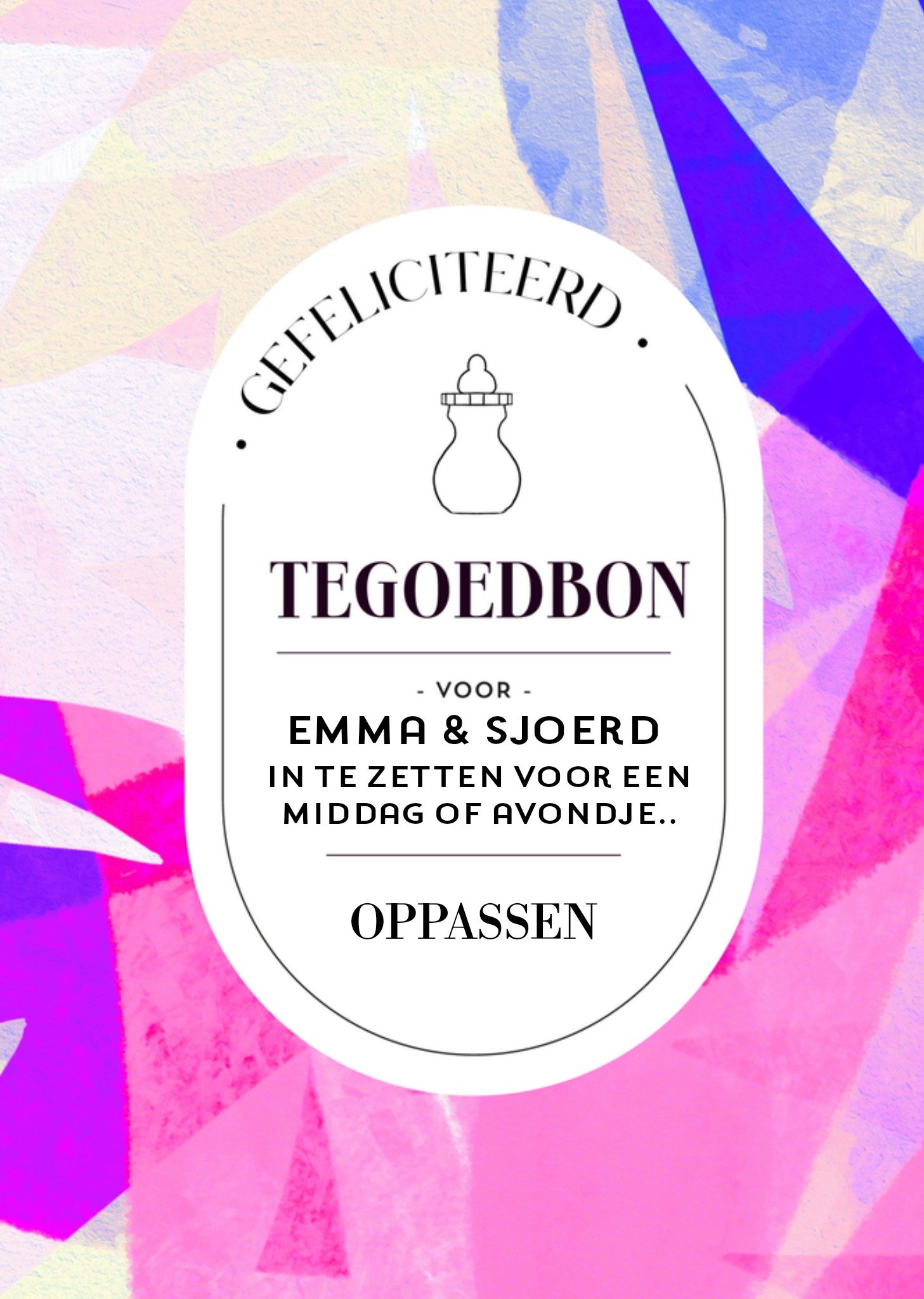 Zwangerschapskaart met naam tegoedbon Kaart Greetz