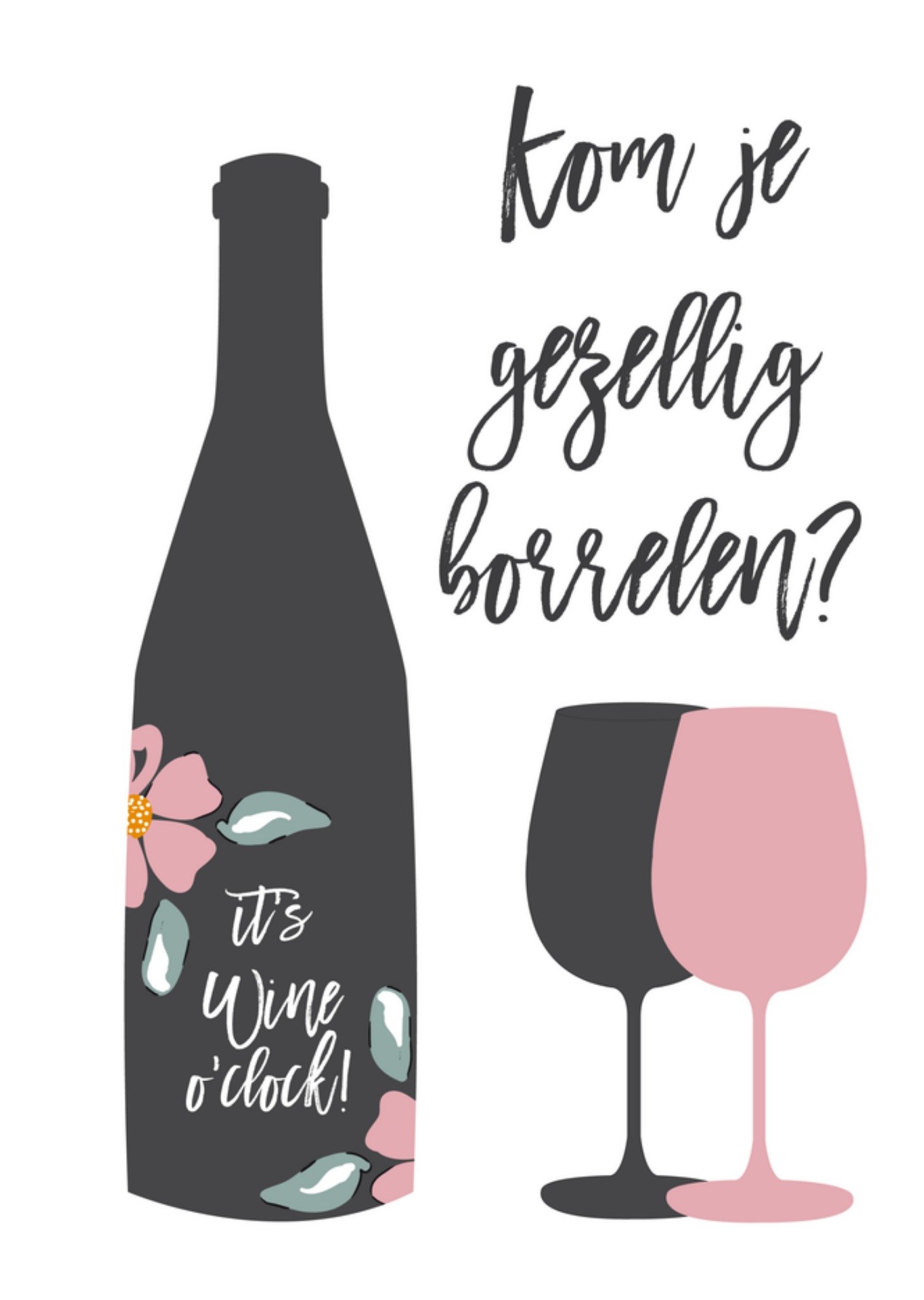 Uitnodiging huwelijksjubileum Borrelen Kaart Tsjip