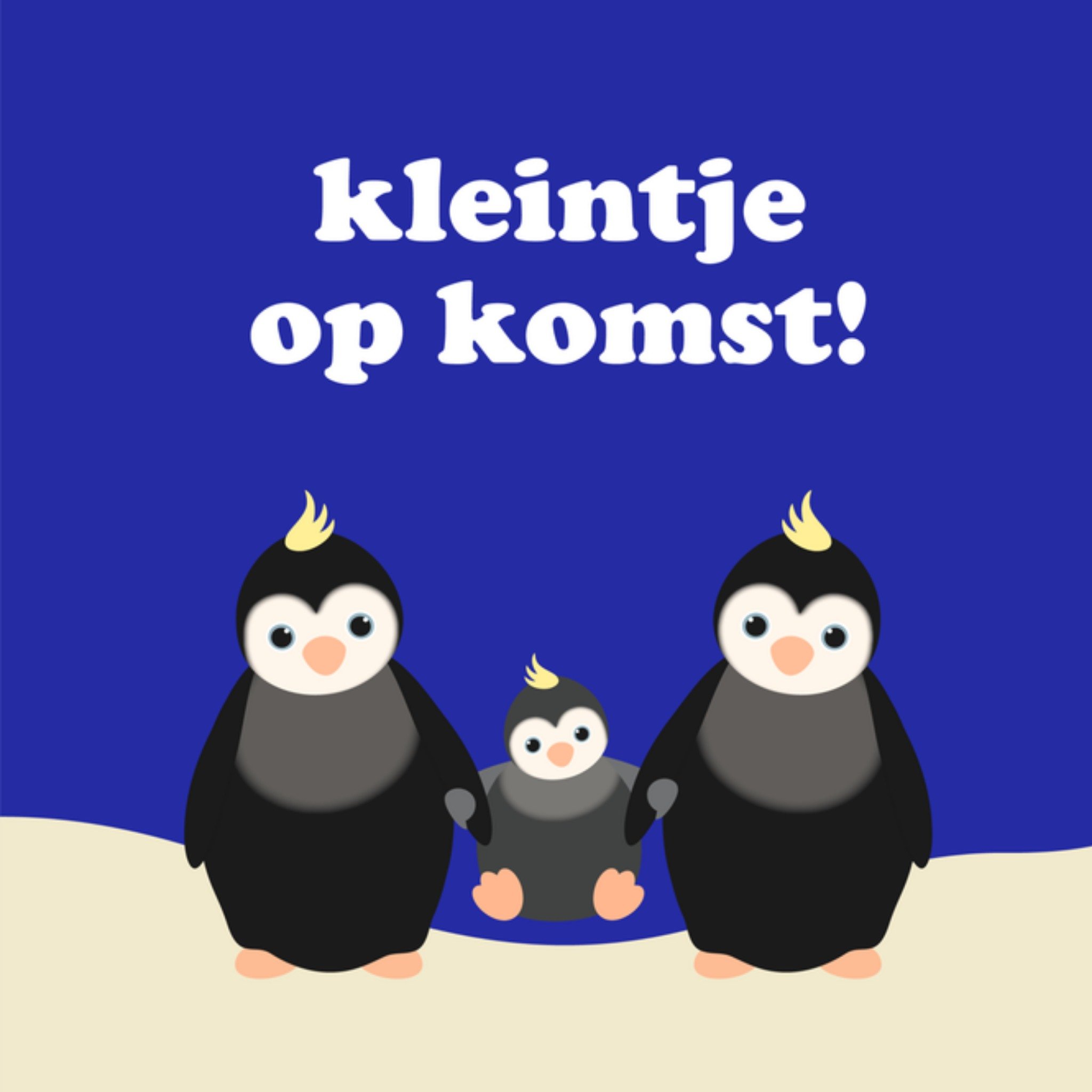 Greetz Zwangerschapskaart pinguin Vierkant
