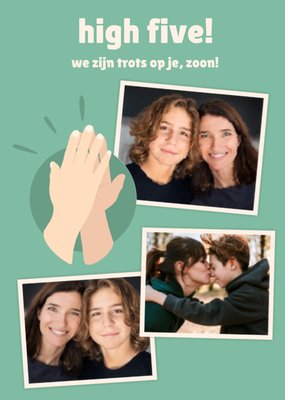 We Zijn Trots Op Je Zoon High Five Illustratie Collage Foto Upload Kaart