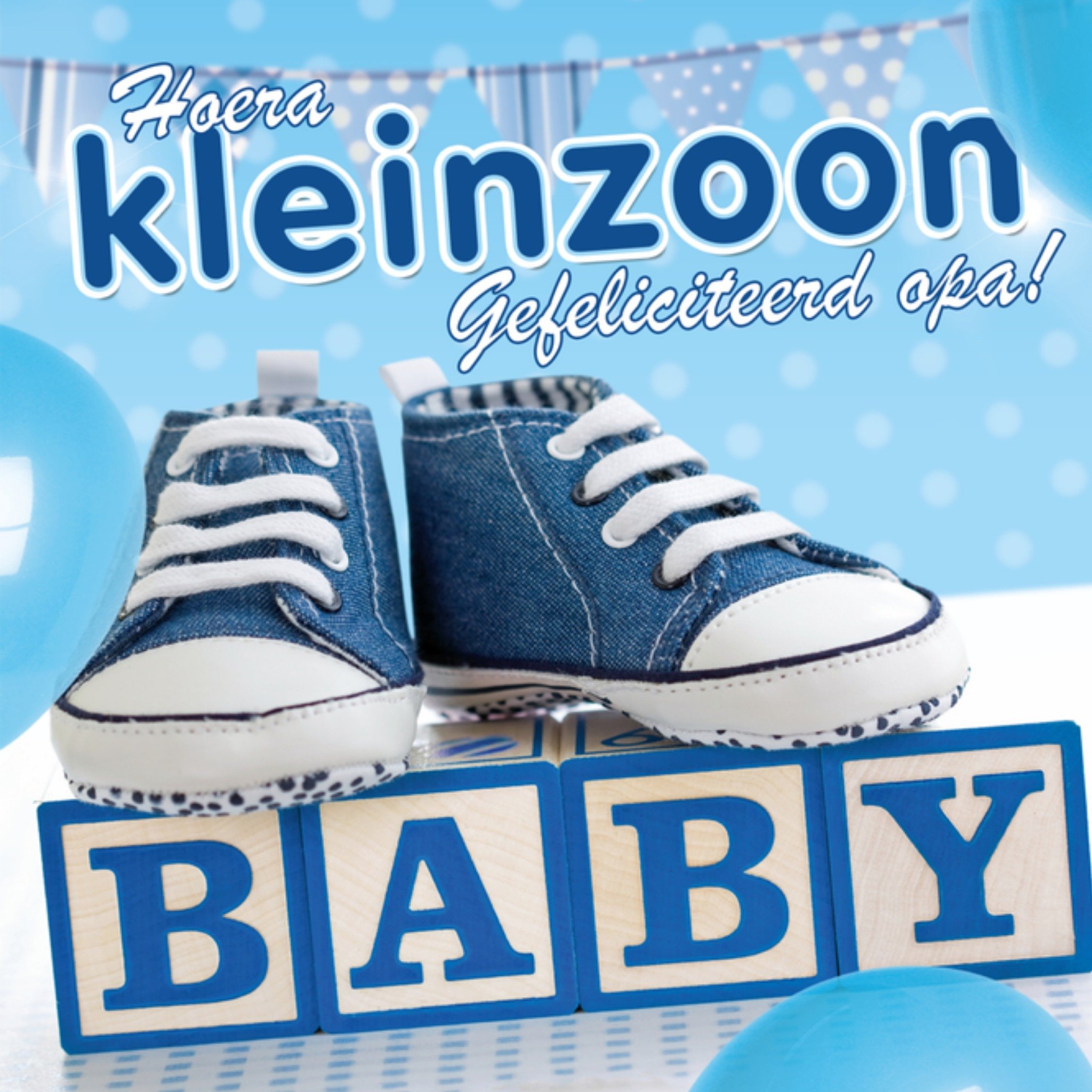 Geboortekaart een kleinzoon Vierkante Kaart Paperclip