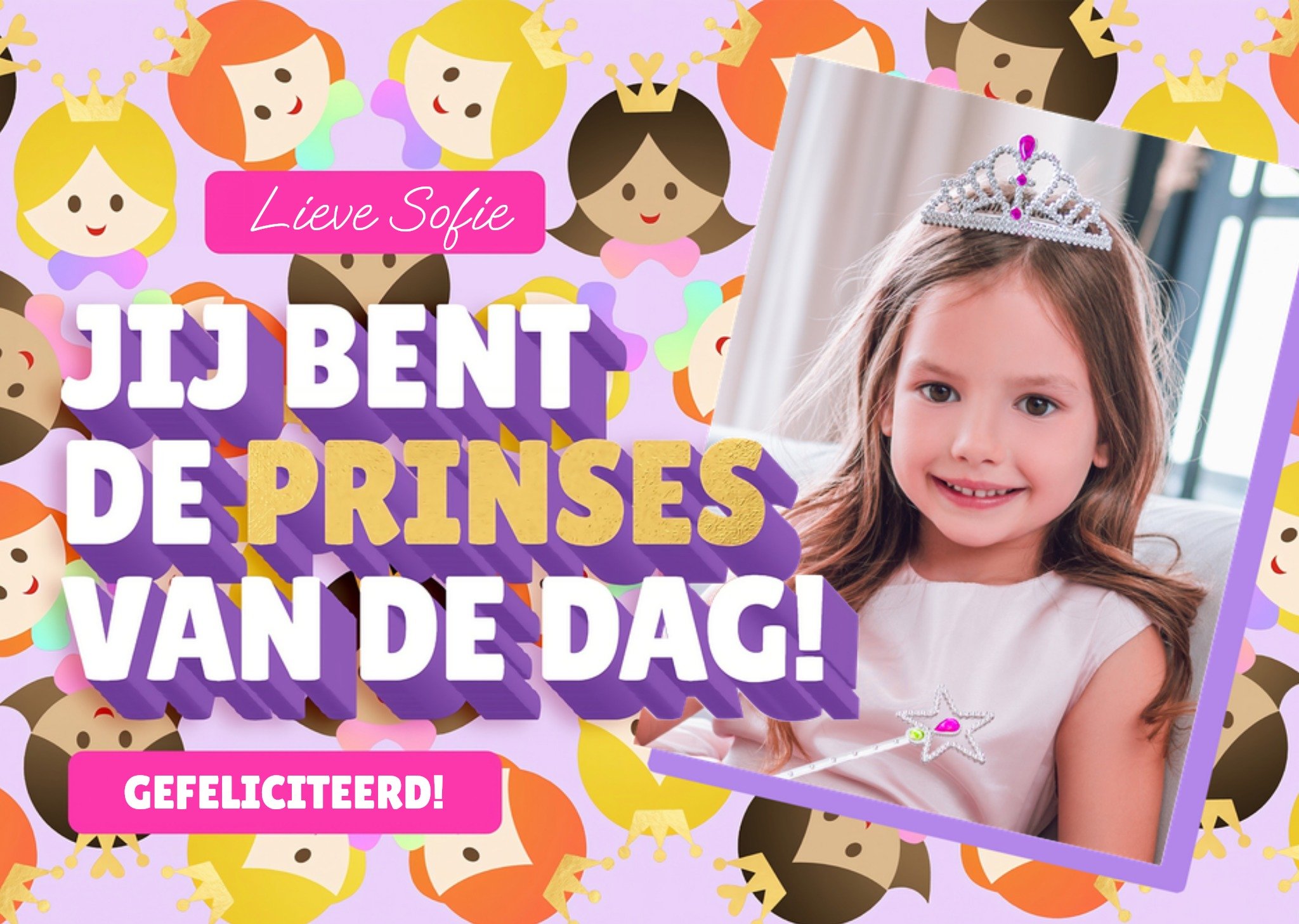 Verjaardagskaart Meisje Prinses Kaart Love Repeat