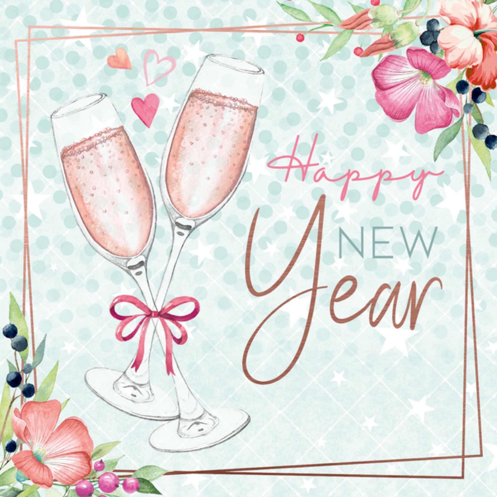 Nieuwjaarskaart Proost Happy new year Vierkante Kaart Endless Mae