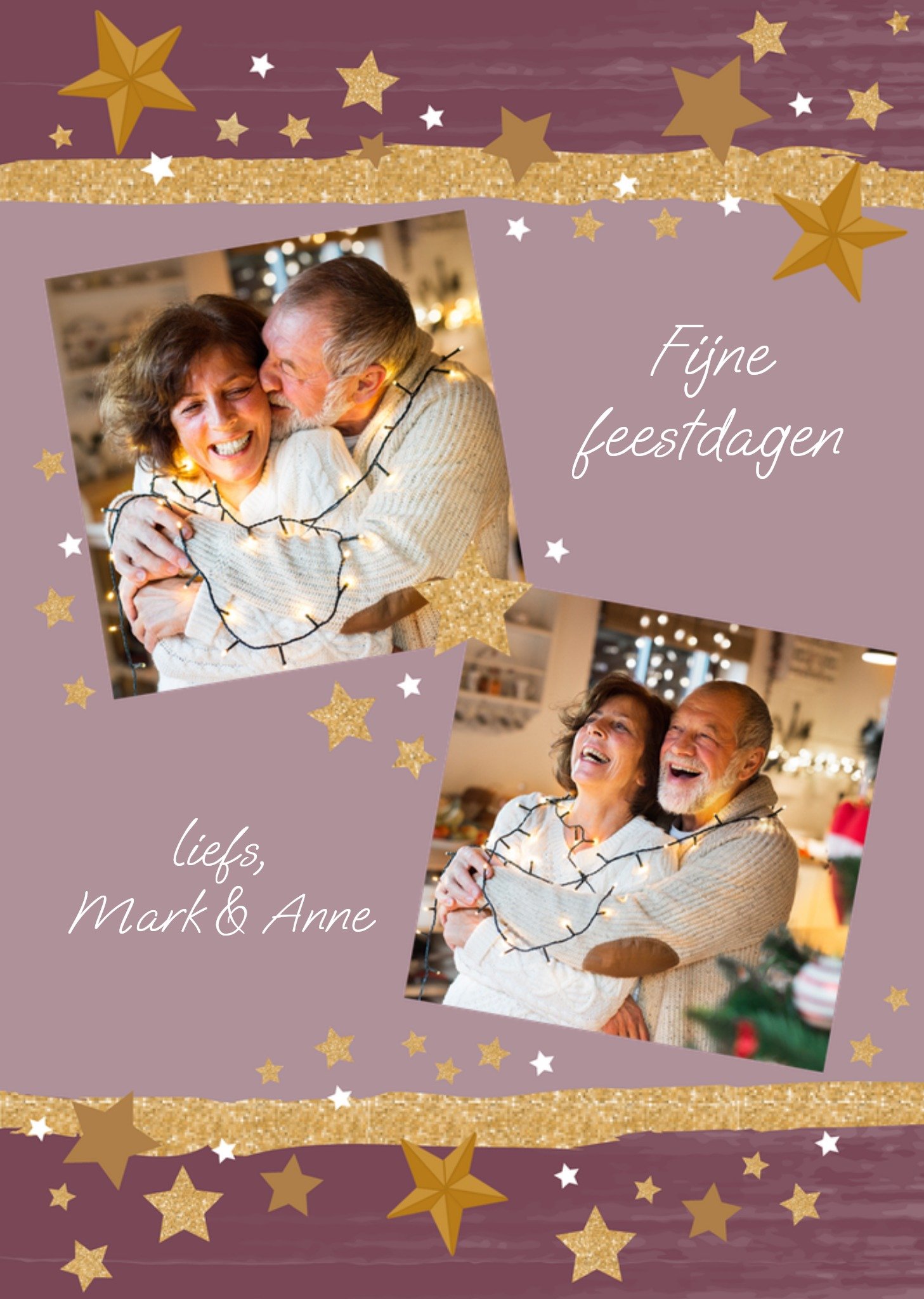 Kerstkaart Fijne feestdagen lief Fotokaart aanpasbare tekst Tsjip