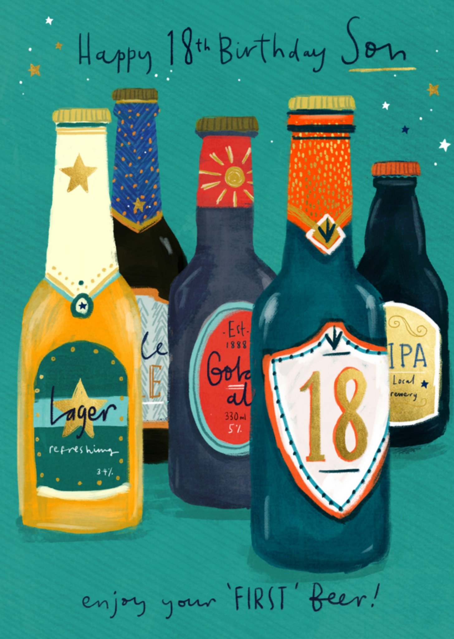 Verjaardagskaart biertjes met leeftijd Kaart Greetz