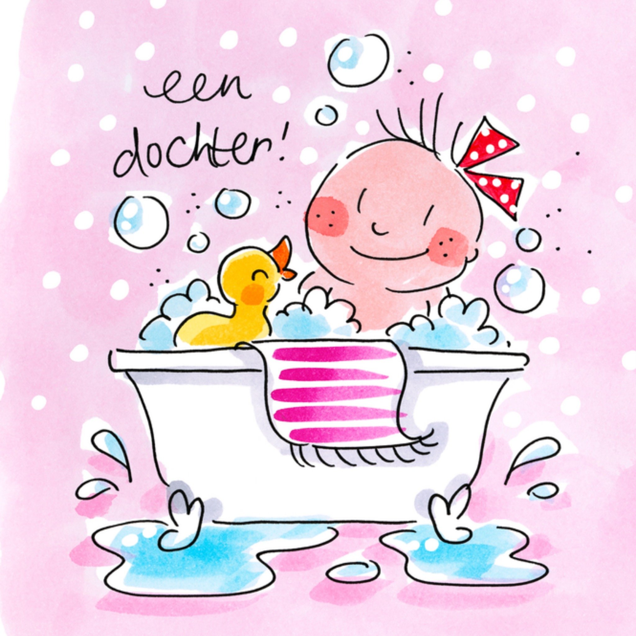 Geboortekaart Dochter Vierkante Kaart Blond Amsterdam