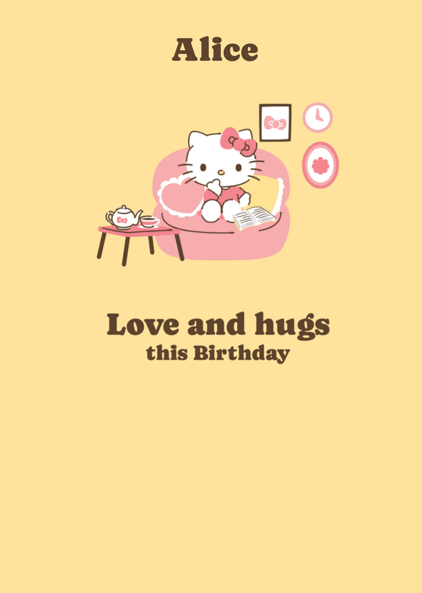 Hello Kitty Verjaardagskaart Love and hugs Greetz