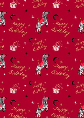 Greetz | Verjaardag | Happy Birthday Circus Zebra Pattern