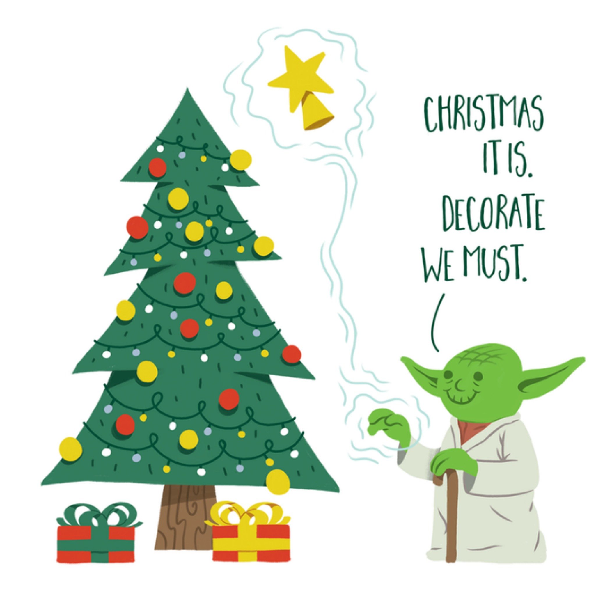 Kerstkaart Kerstboom Yoda Star Wars