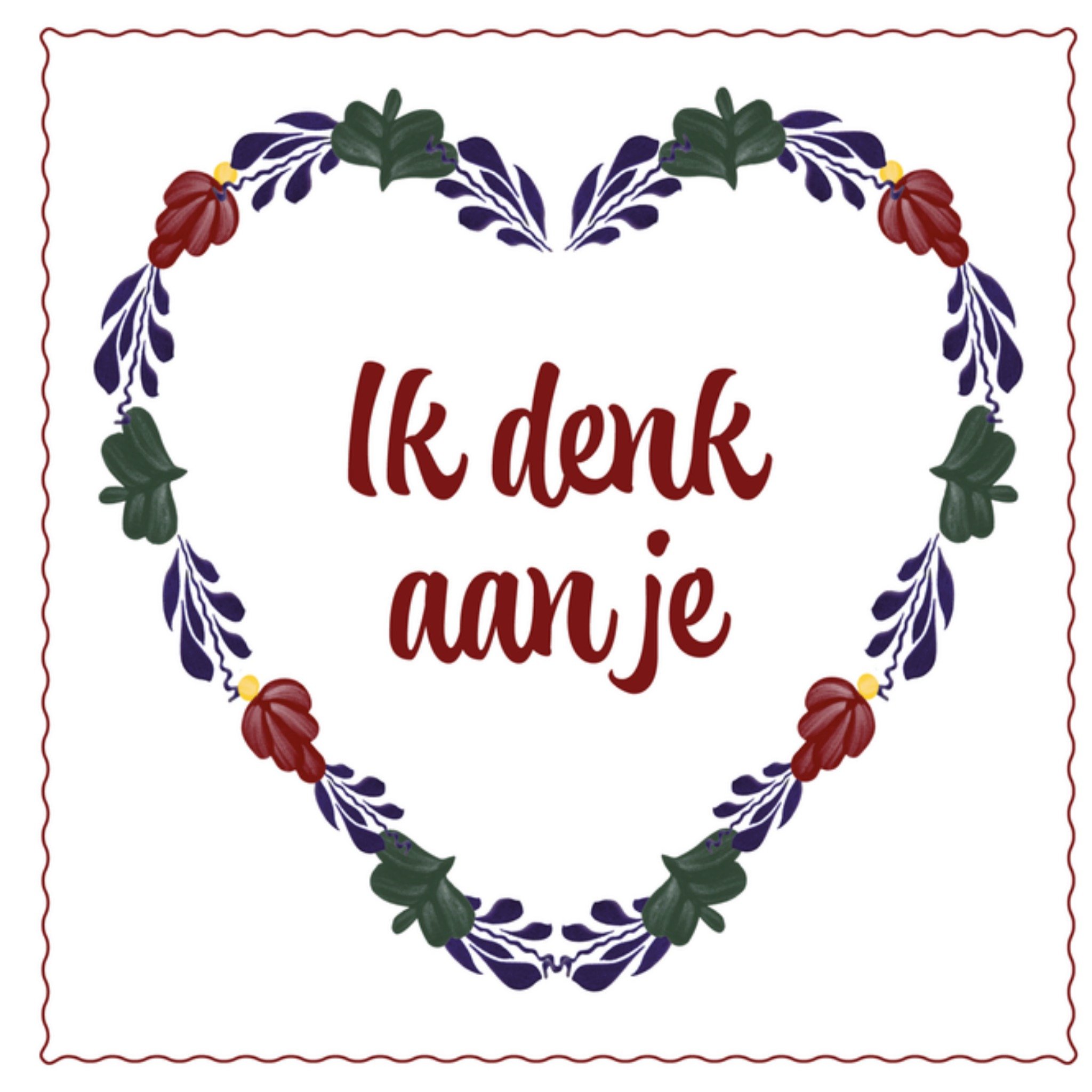 Denken aan kaart Hart Vierkante Kaart Boerenbont
