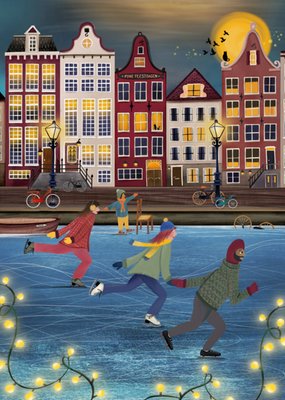 Greetz | Kerstkaart | schaatsen | gracht