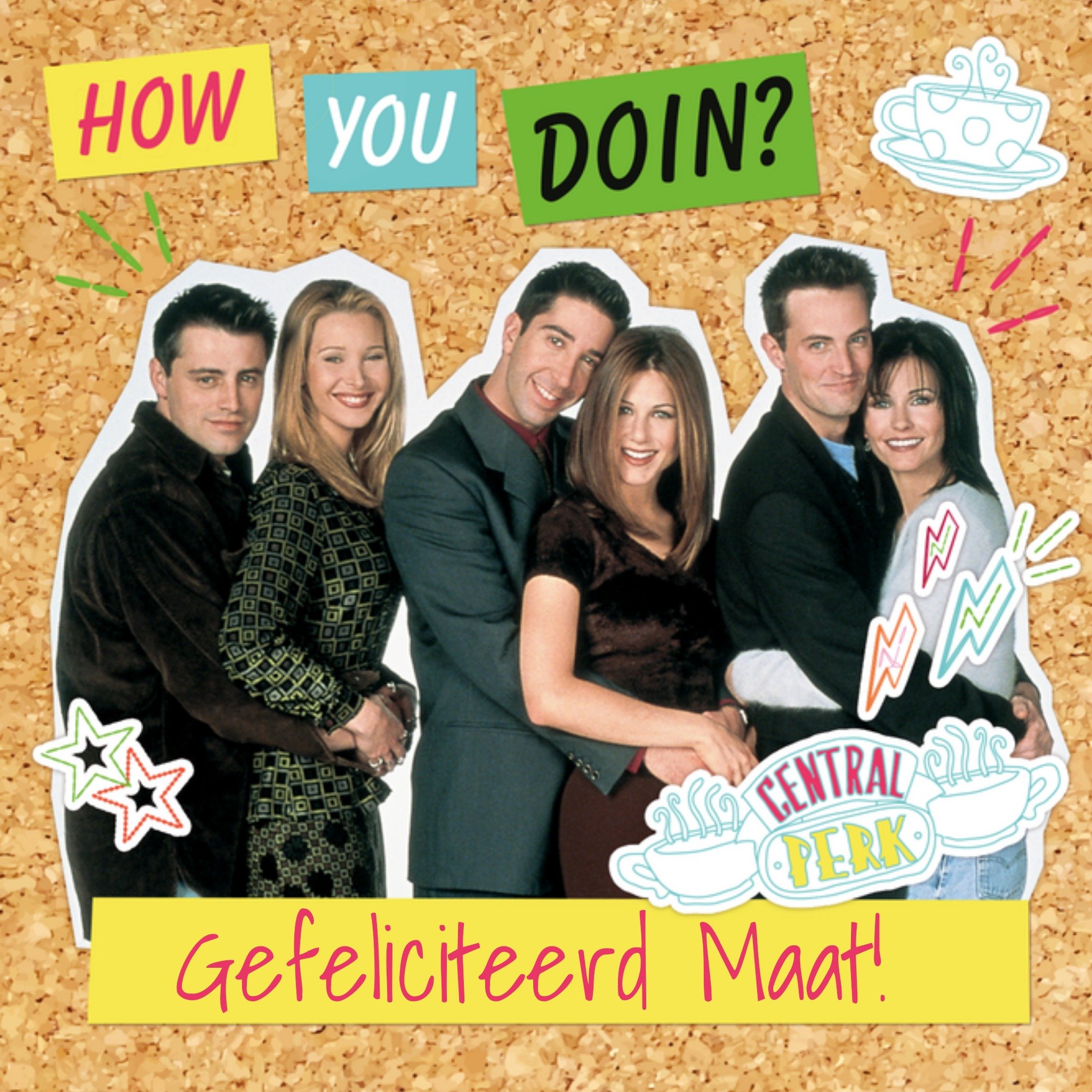 Friends Verjaardagskaart How you doin? Vierkante Kaart Friends televisieserie