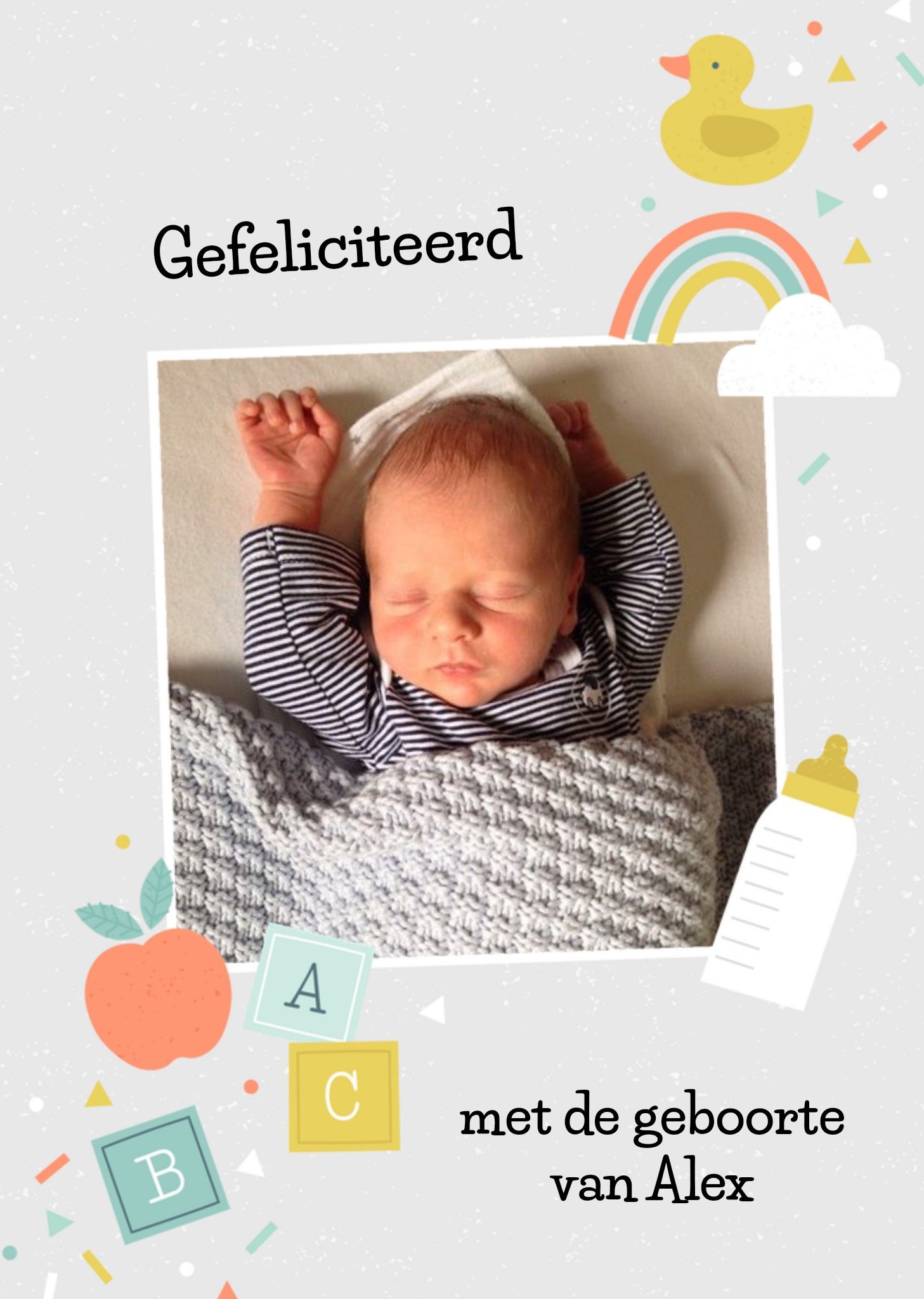 Geboortekaart Schattig Met foto en tekst Kaart Greetz