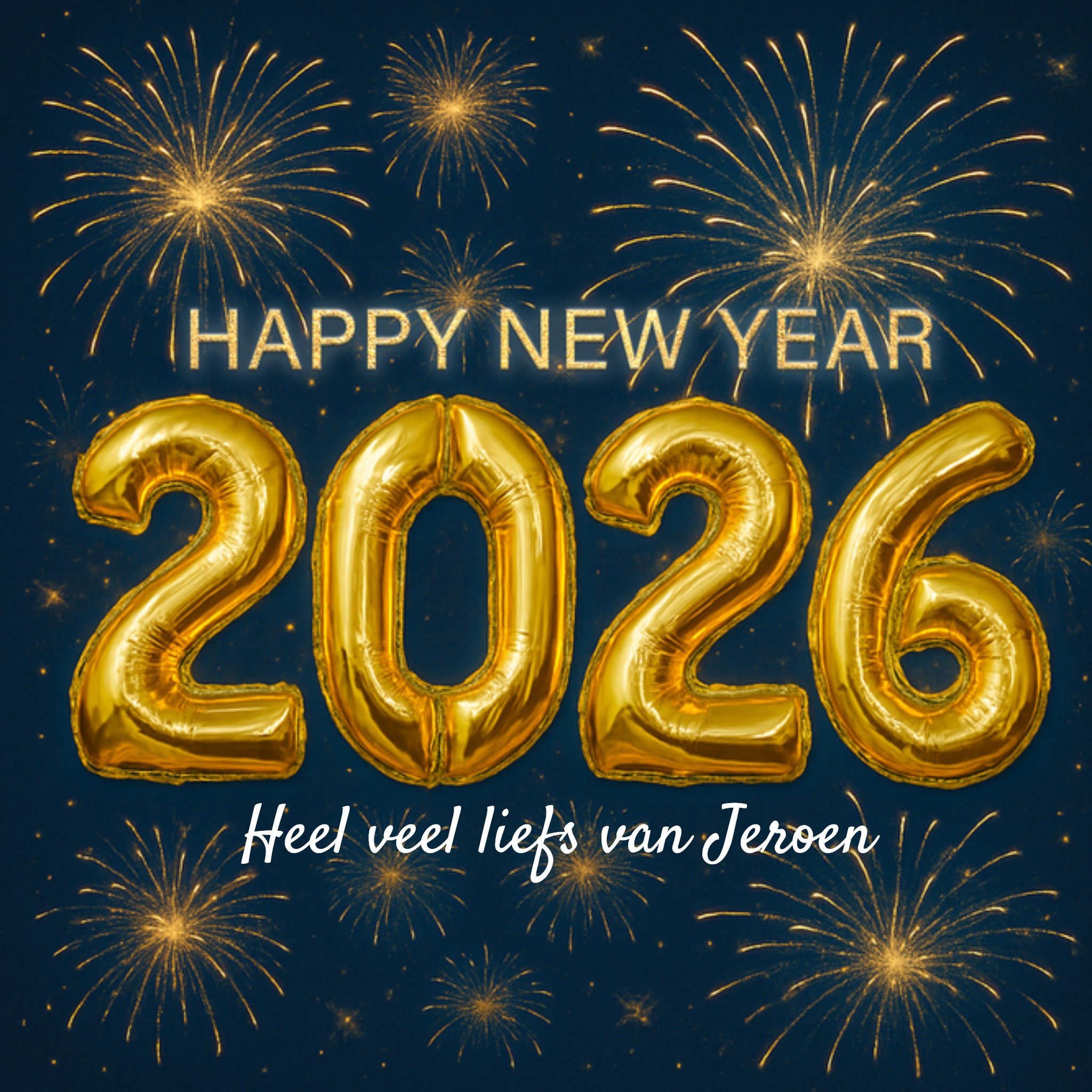 Greetz Nieuwjaarskaart Happy new year 2026 Vierkant