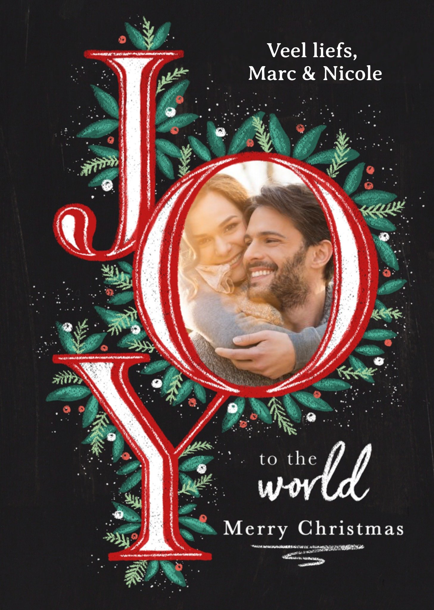 Kerstkaart Joy to the world Met foto Greetz