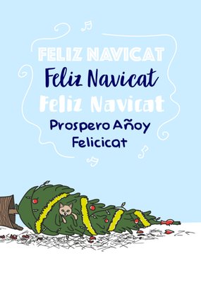 Liefs Jansje | Kerstkaart | Feliz Navicat | Geïllustreerde gevallen kerstboom