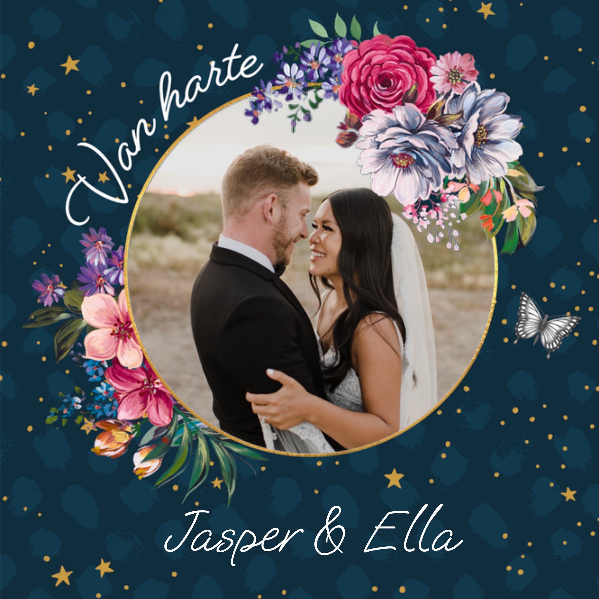 Huwelijkskaart Bloemen Vierkante Kaart Melli Mello