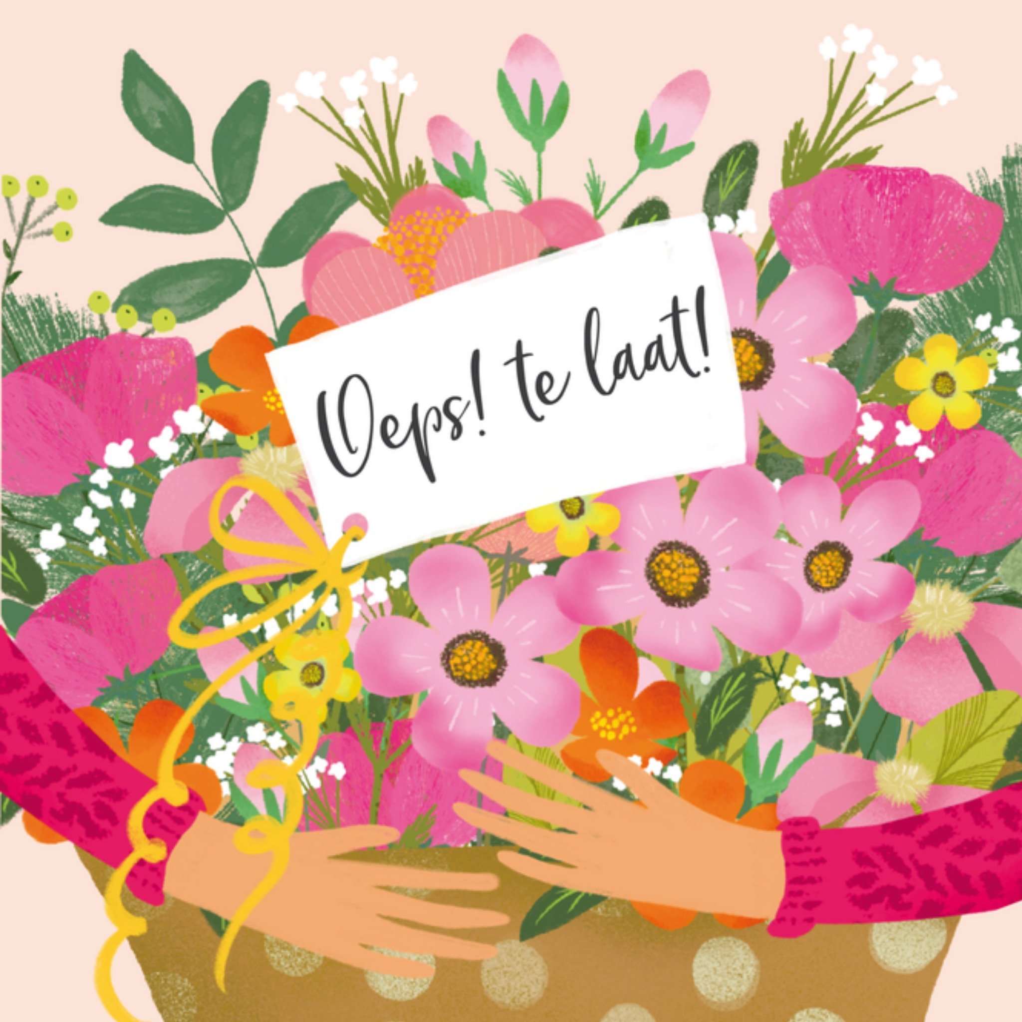 Verjaardagskaart te laat Bos bloemen Vierkante Kaart Tsjip