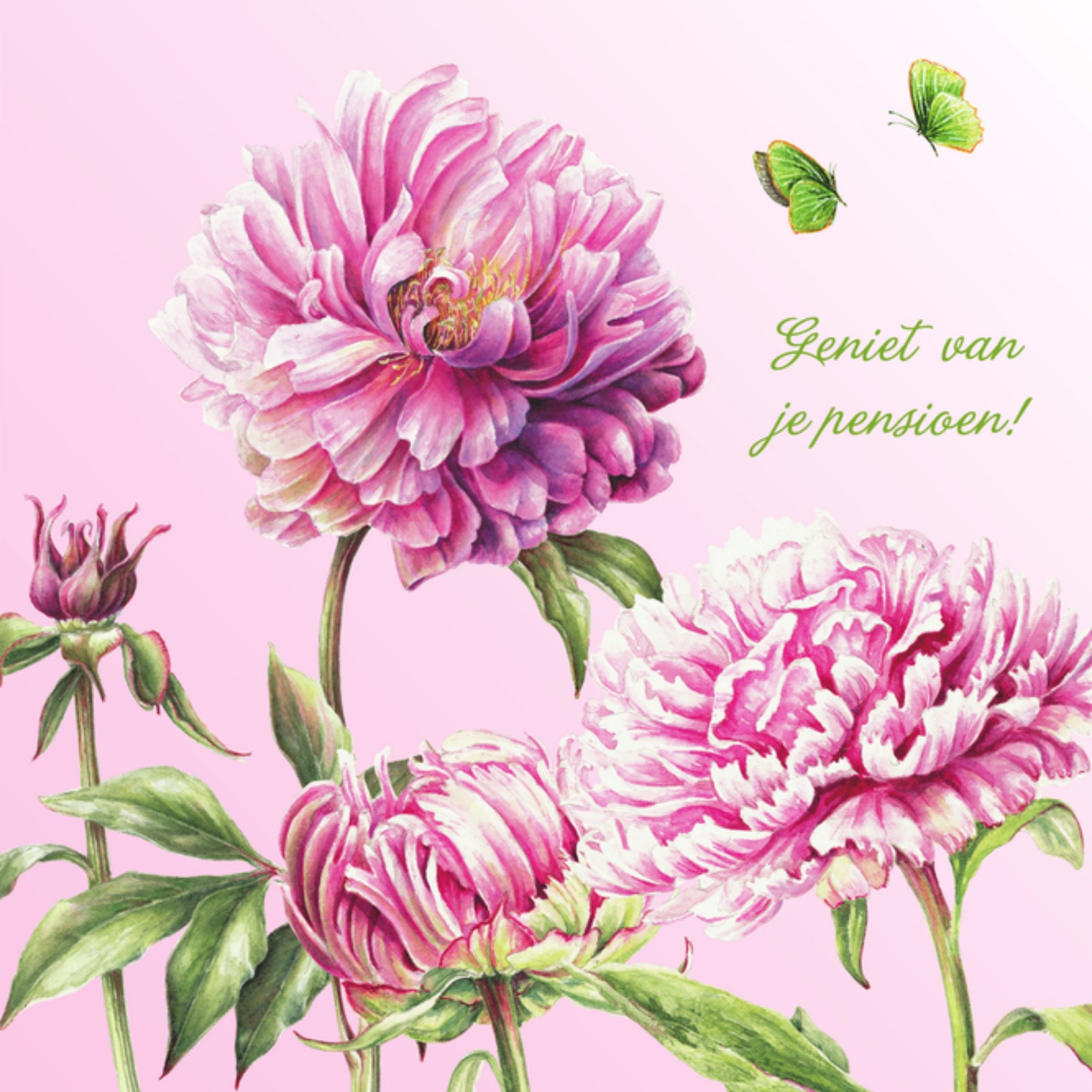 Pensioen kaart bloemen Vierkante Kaart Janneke Brinkman