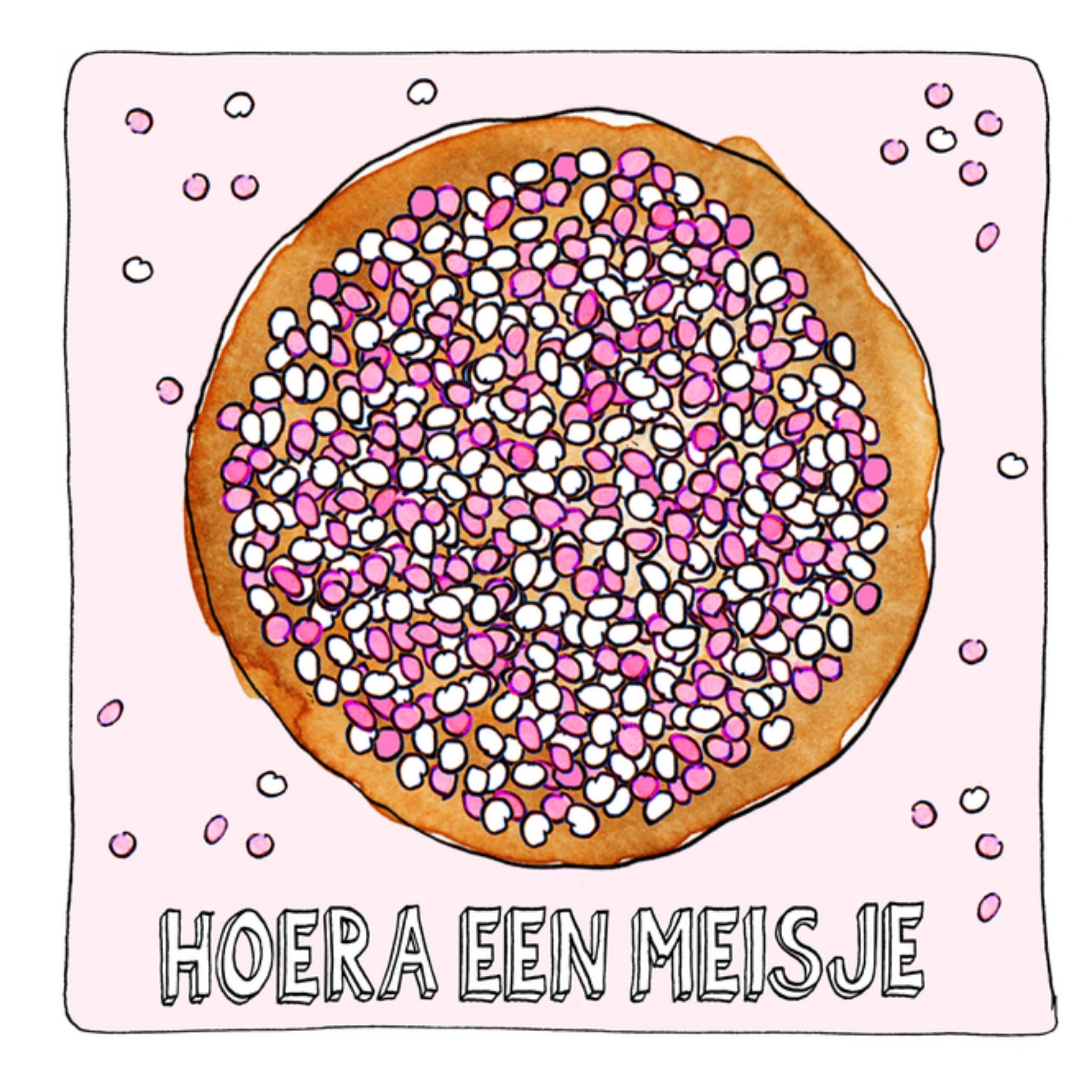 Sandysign Geboortekaart Hoera een meisje Vierkant